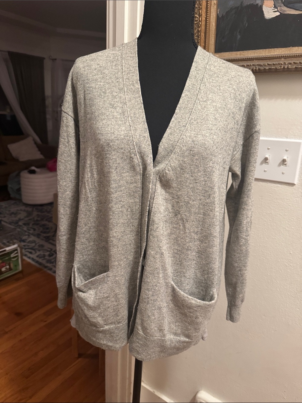 Sandro Paris Light Gray Open-Back Pocket Cardigan - Women